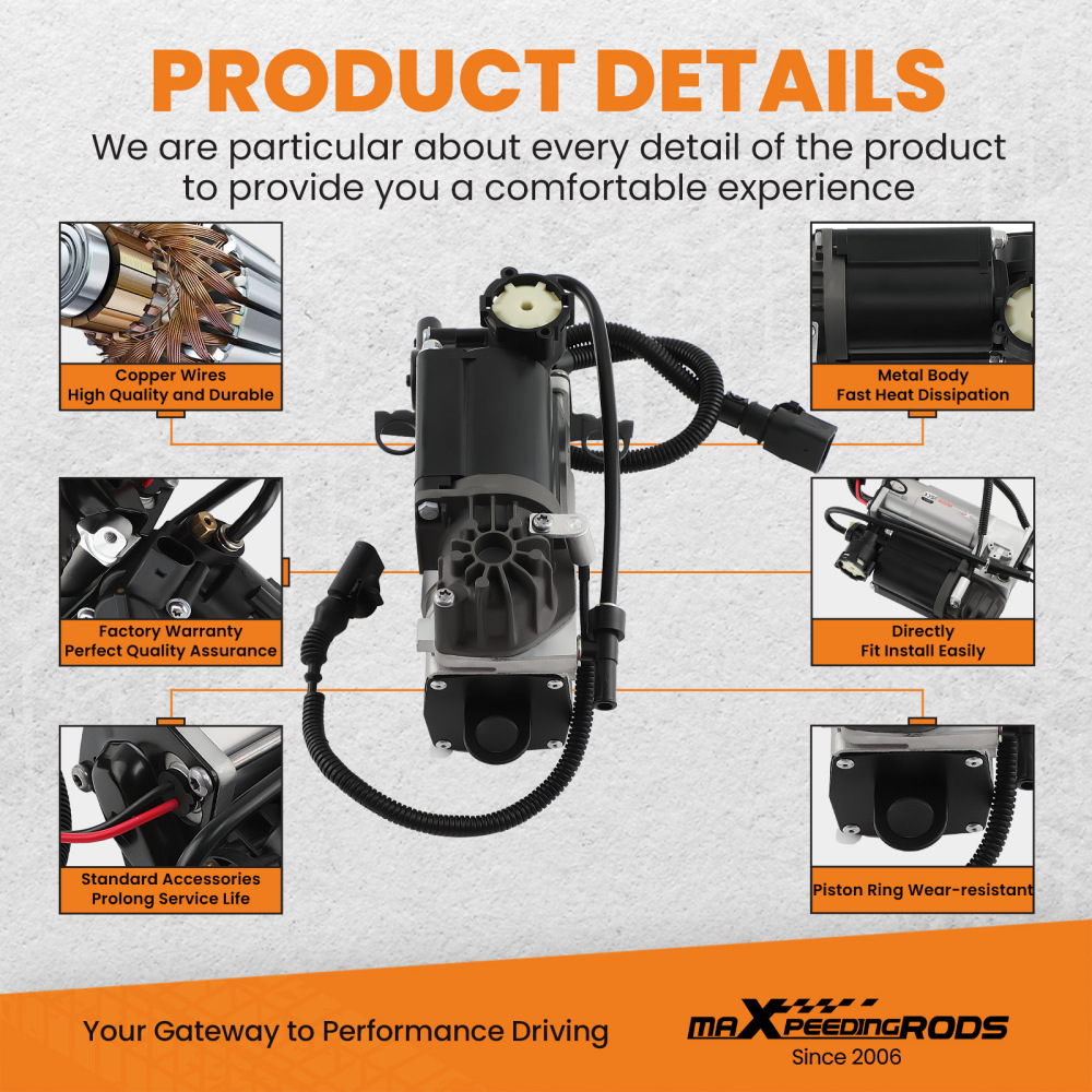 Air Suspension Compressor compatible for Audi A6 C5 4b Allroad 1999-2005 4Z7616007 w/ Relay