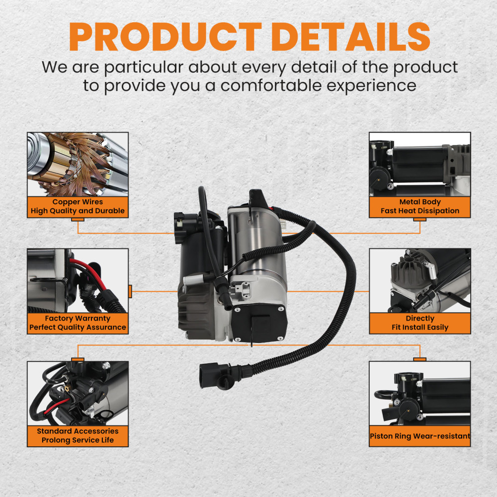 Air Suspension Compressor Pump & Relay Kit compatible for Audi Allroad Quattro C5/4B 01-05