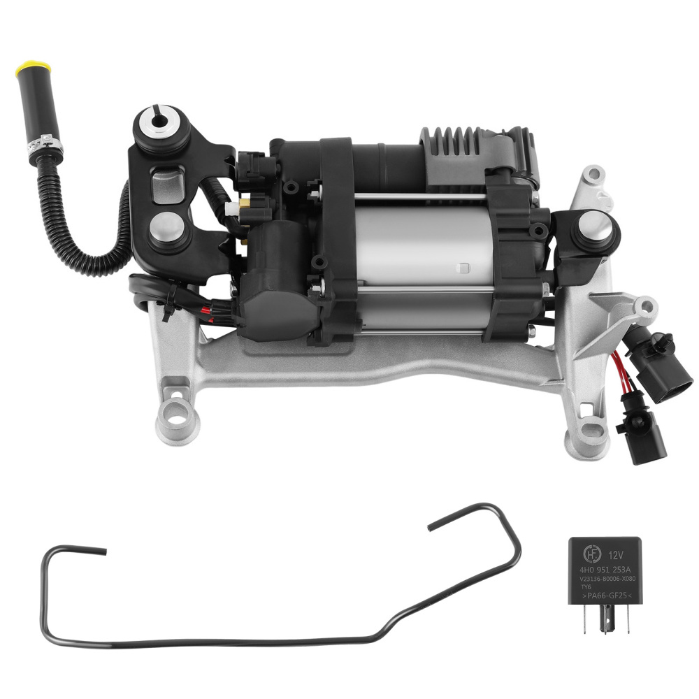 Air Suspension Compressor Pump W/ Bracket compatible for VW Touareg 7P5 7P6 11-18 + Relay