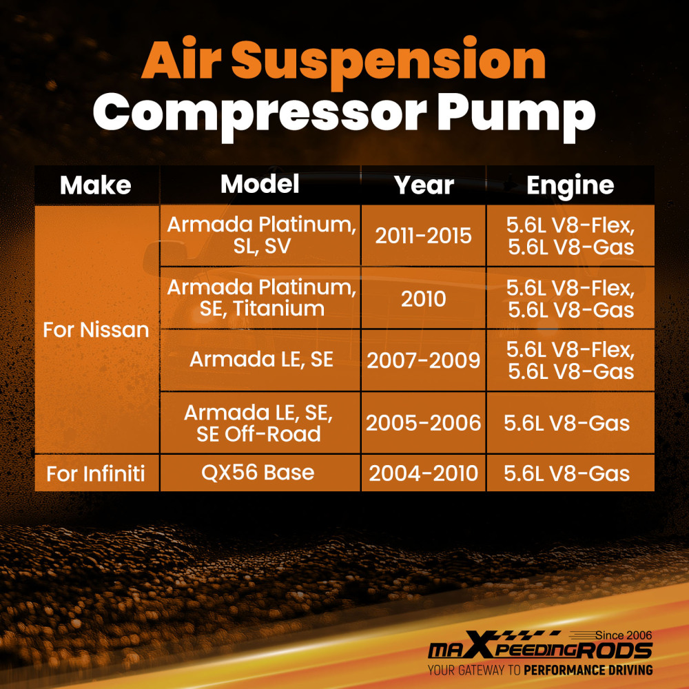 Air Suspension Compressor Pump compatible for Infiniti QX56 compatible for Nissan Armada 2004-2015