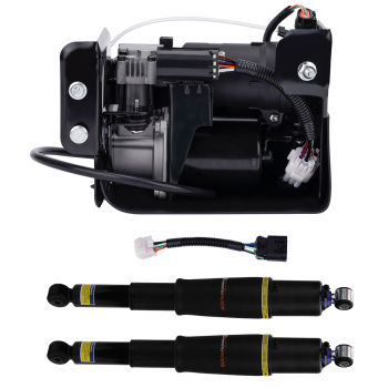 2x Air Suspension Shock + Air Compressor Pump compatible for Cadillac Escalade Suburban GMC