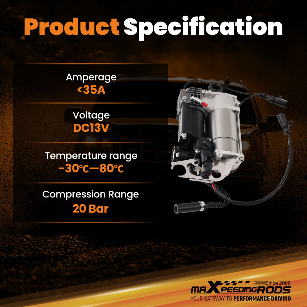 Air Compressor Pump compatible for Volkswagen Touareg 7L4L 02-10 4L0698007A/B/C Airmatic