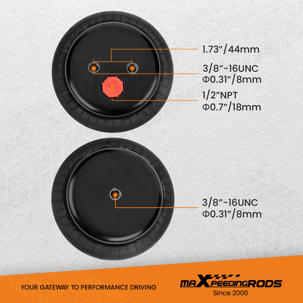 Standard pneumatic air Suspension pair 2500 lb 1/2 