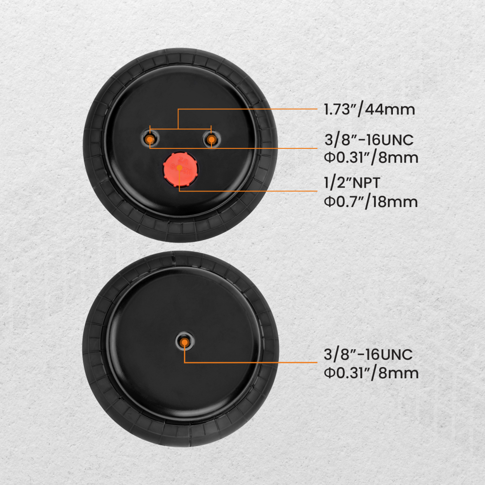Coppia diSospensioni pneumatiche molla pneumatica universali a porta singola 1/2 quot;NPT 2500 libbre