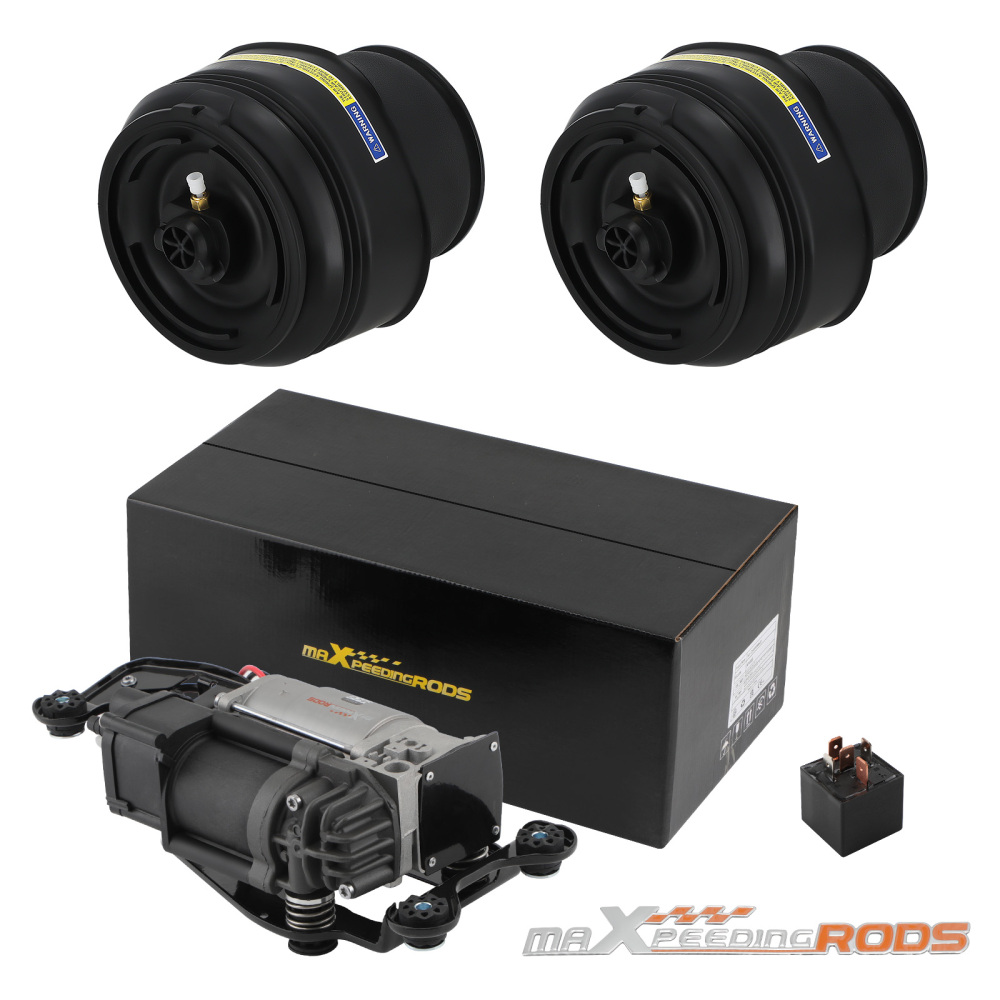 Air Suspension Compressor + Pair Rear Spring Bag compatible for BMW X5 F15 X6 F16 2013-2019