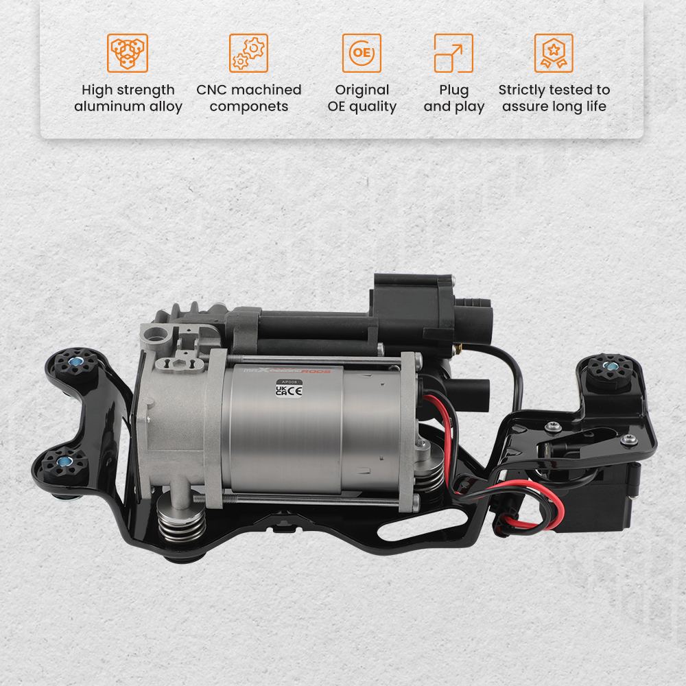 Air Suspension Compressor + Pair Rear Spring Bag compatible for BMW X5 F15 X6 F16 2013-2019