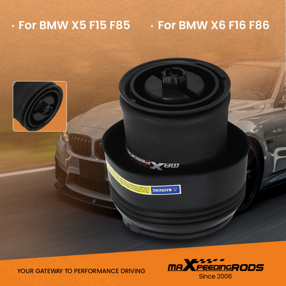 Air Suspension Compressor + Pair Rear Spring Bag compatible for BMW X5 F15 X6 F16 2013-2019