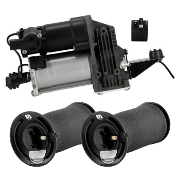 Pair Air Suspension Spring Bag1x Air Compressor Pump compatible for BMW 5 Series E61