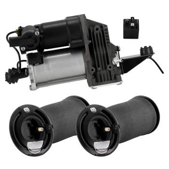 Pair Air Suspension Spring Bag1x Air Compressor Pump compatible for BMW 5 Series E61