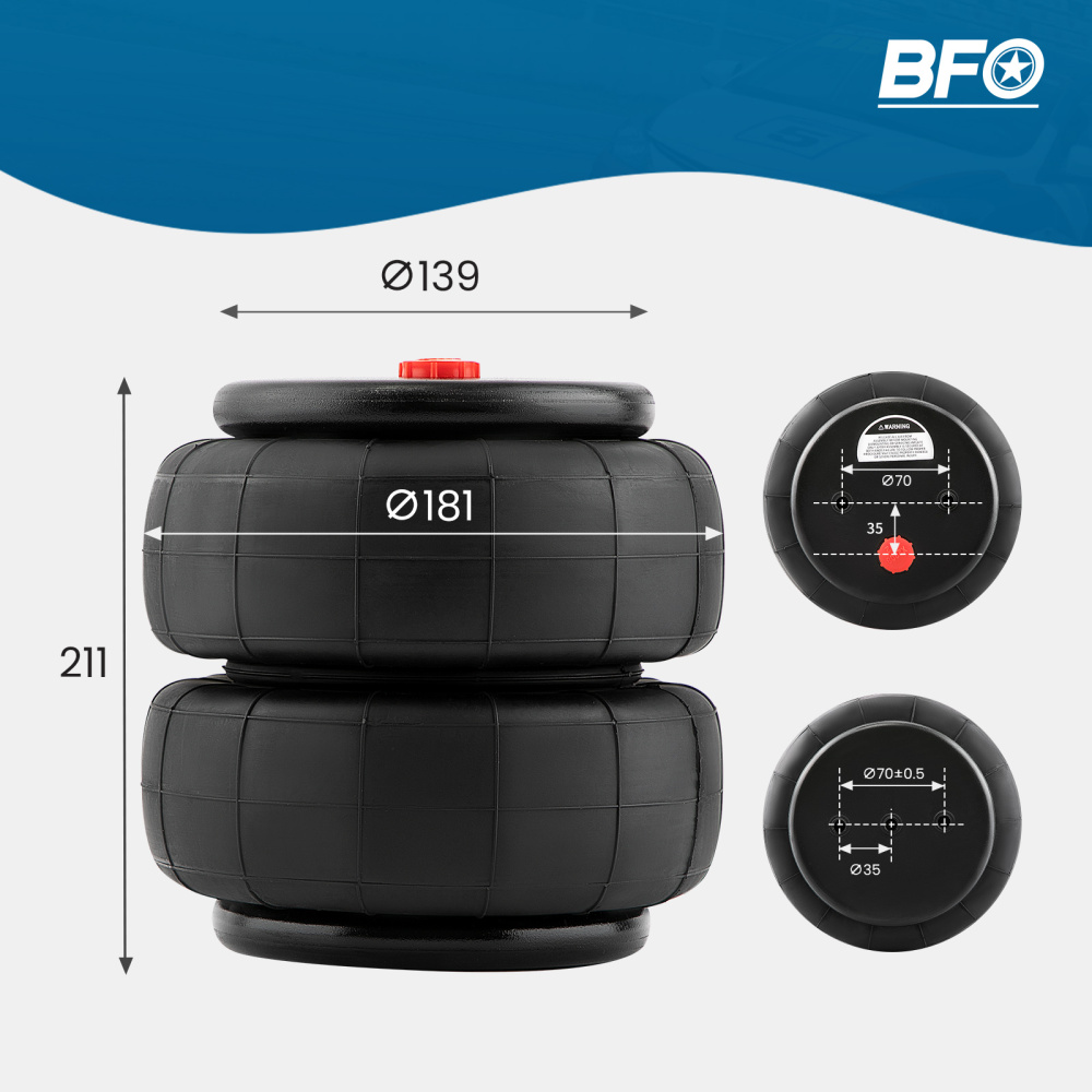 Suspension pneumatique Standard 2600 lbs 1/2NPT Single Port for Heavy Duty