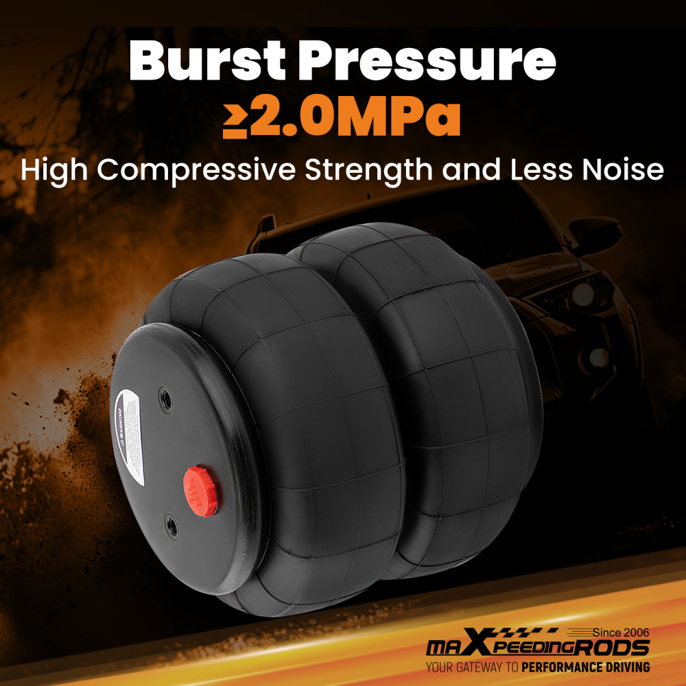 Pair Front Rear Standard 2600lbs Air Spring Suspension Bag Heavy Duty 1/2npt