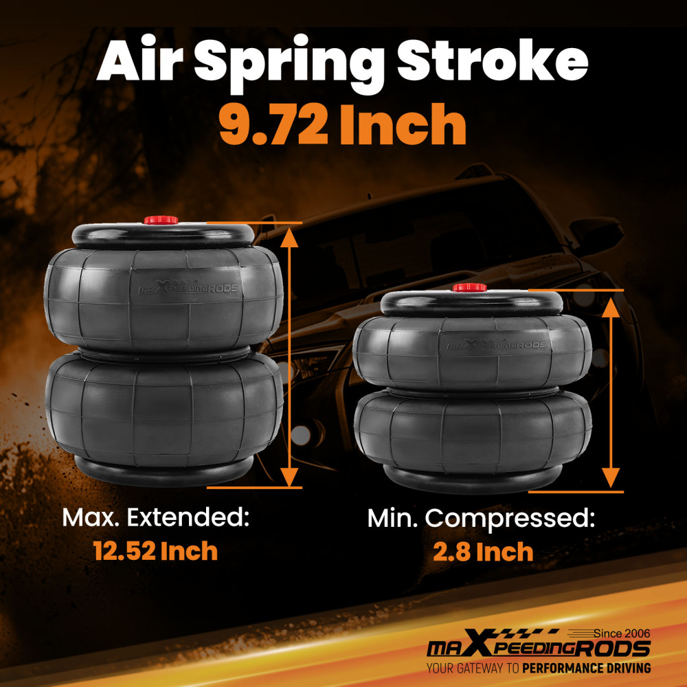 2x Universal Air Spring D2600 Bag 2600lbs compatible for GMC Silverado Compatible for Sierra 1500 SUV