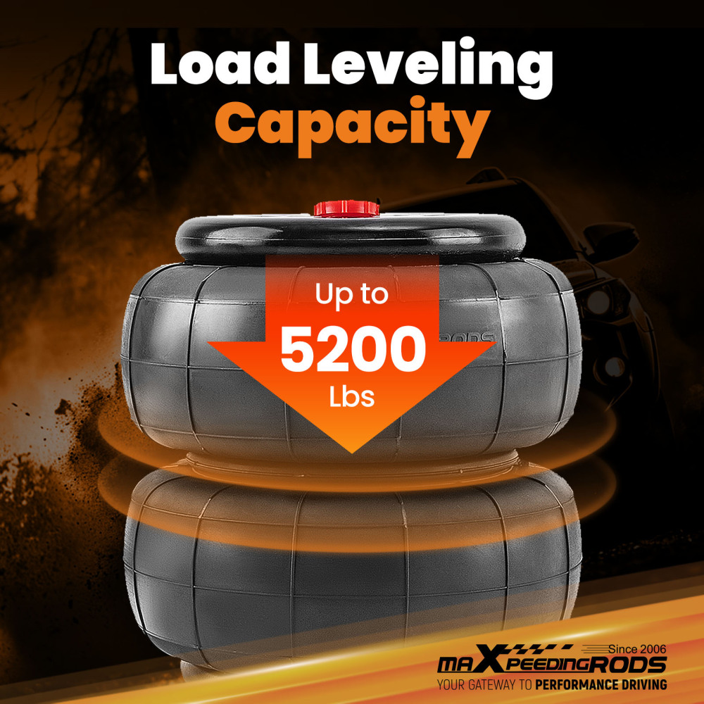 2x Borsa a sospensione pneumatica 2600LBS 1/2 NPT Single Port for Heavy Duty