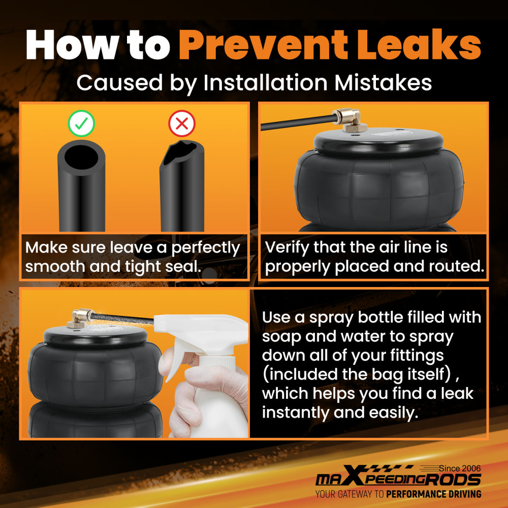 2x Borsa a sospensione pneumatica 2600LBS 1/2 NPT Single Port for Heavy Duty