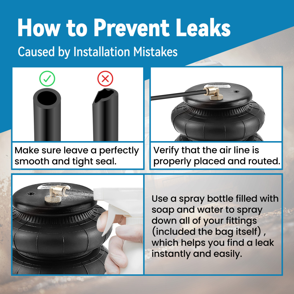 2 Packs Air Ride Triple Bellow Bag 2600lb 1/2npt Single Port Heavy Duty