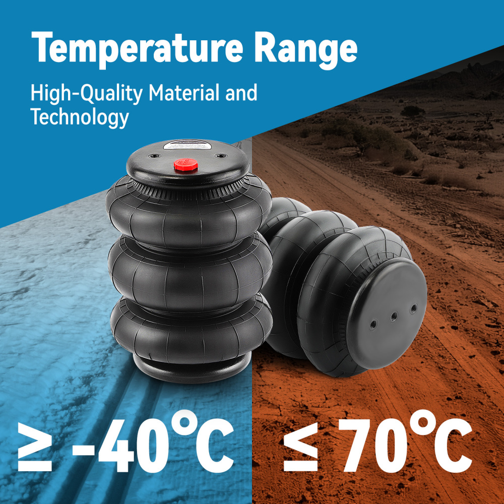 2 Packs Air Ride Triple Bellow Bag 2600lb 1/2npt Single Port Heavy Duty