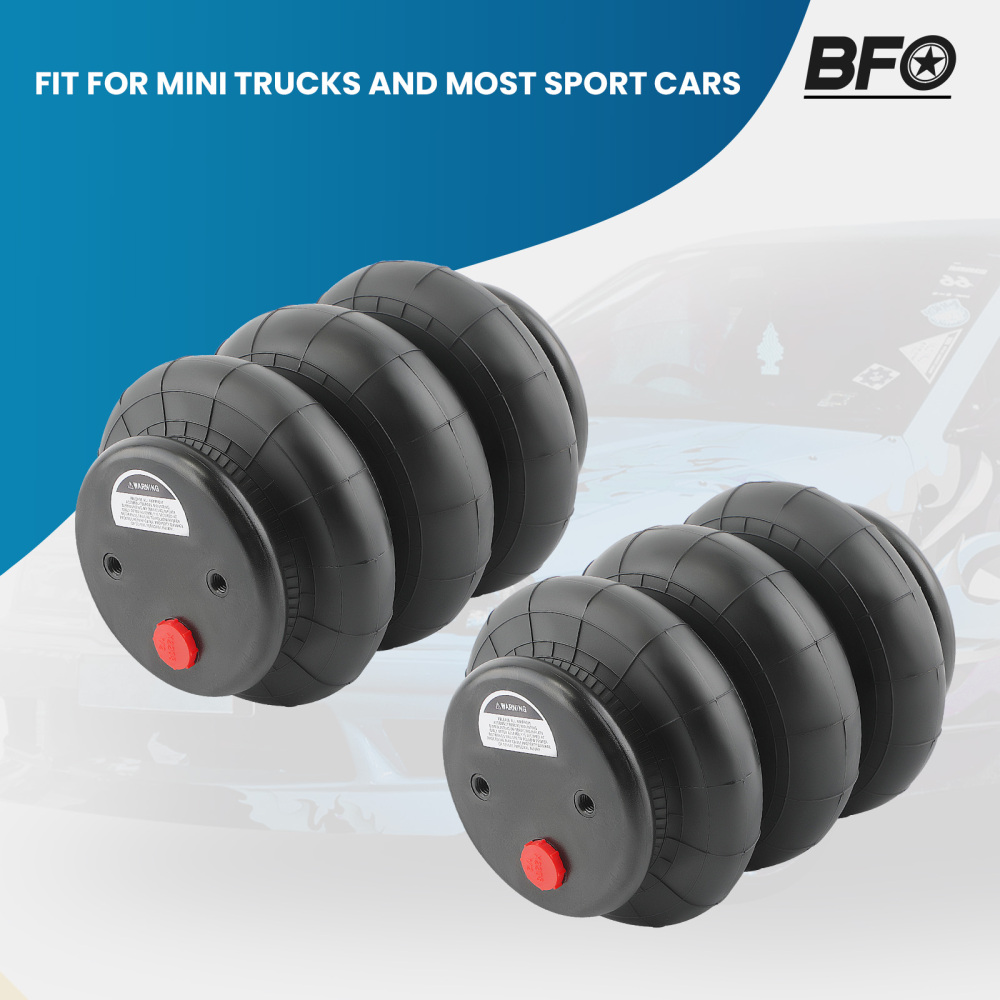 2 Packs Air Ride Triple Bellow Bag 2600lb 1/2npt Single Port Heavy Duty