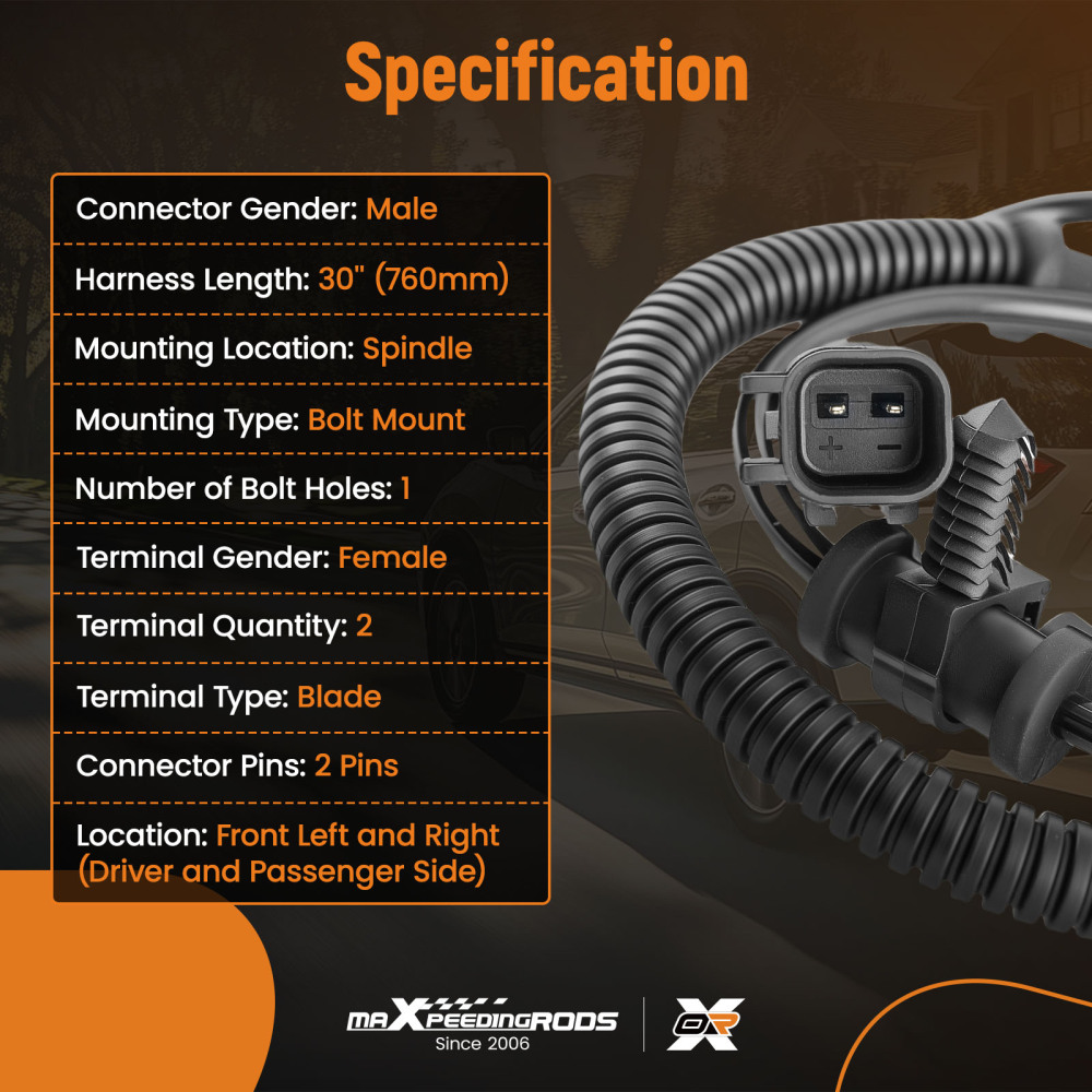 2Pcs ABS Speed Sensor Front Left Right compatible for RAM 1500 2009-2012 5S13330 68060333AA