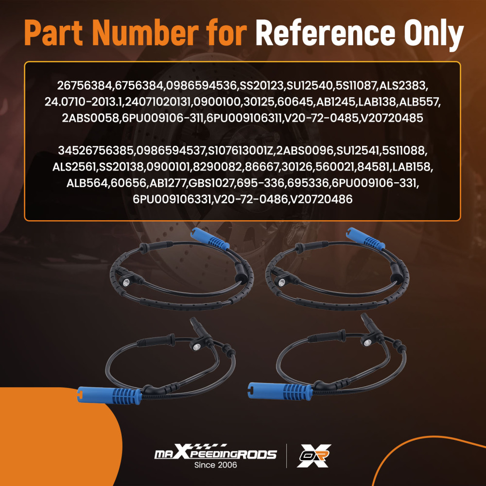 Front Rear ABS Speed Sensor compatible for Mini One Cooper R50 R52 R53 2001-06 34526756384