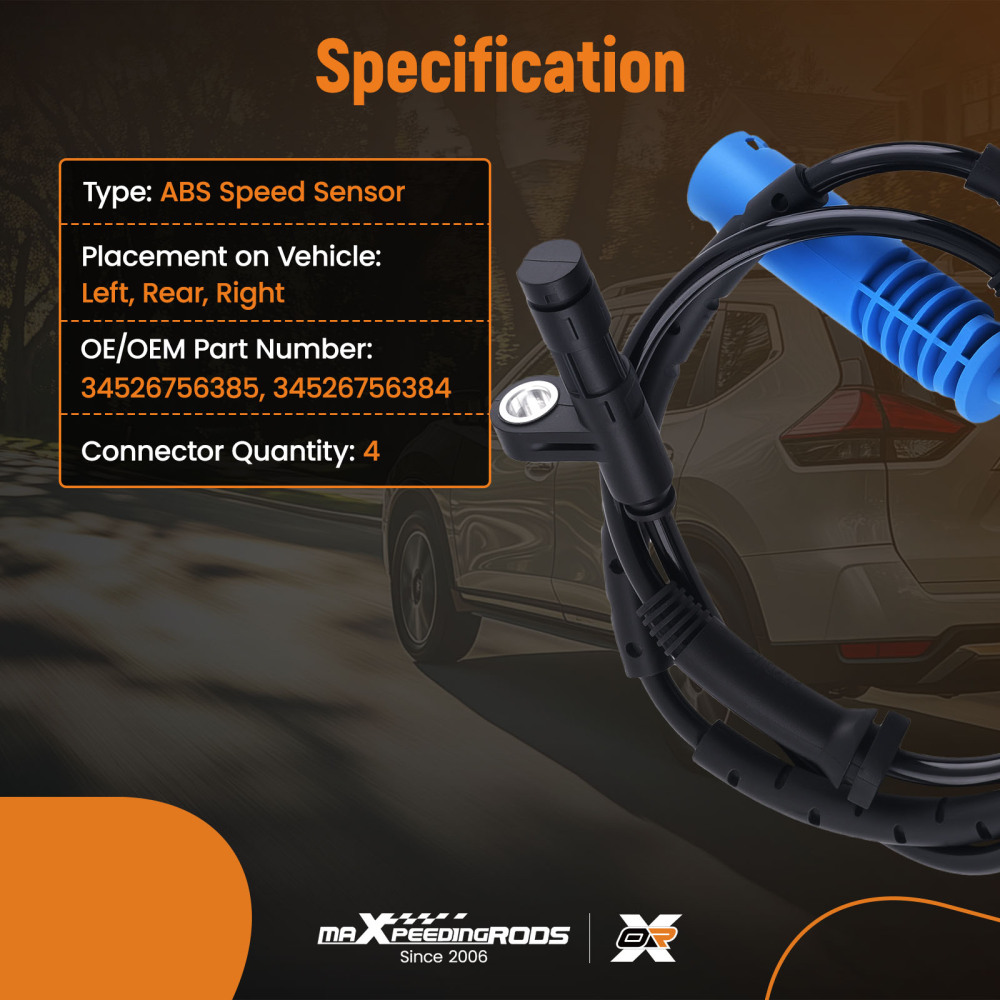 Front Rear ABS Speed Sensor compatible for Mini One Cooper R50 R52 R53 2001-06 34526756384