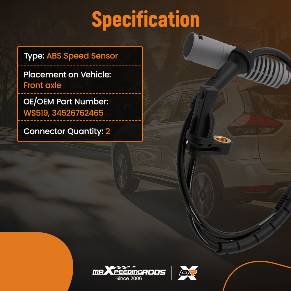 2X ABS Wheel Speed Sensor Front Left Right compatible for BMW 3 Series 318d E46 Coupe 316Ci