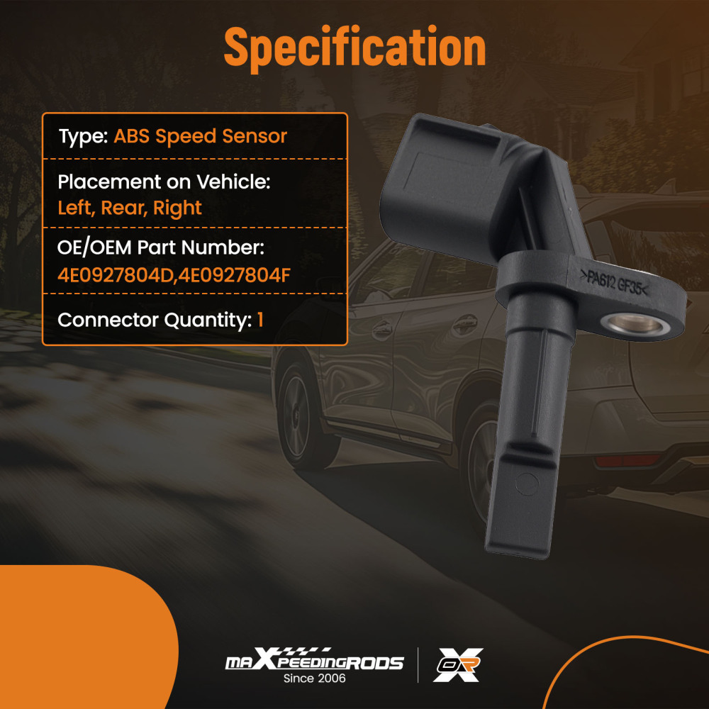 ABS Speed Sensor compatible for Audi A4 8K2 A5 8F7 A6 4G2 A7 A8 Q5 compatible for VW Phaeton 4E0927804D