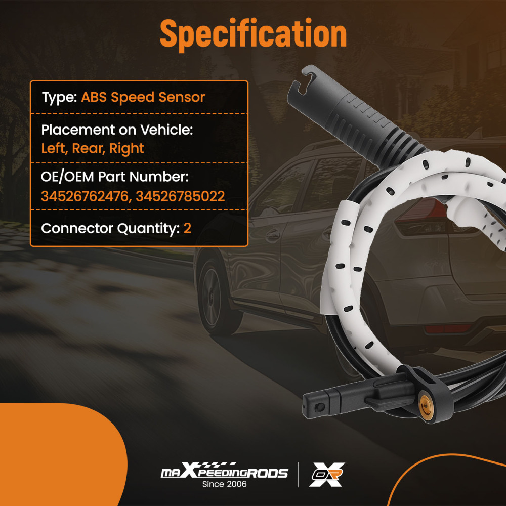 2Pin ABS Speed Sensor Rear compatible for BMW 3 Series E90-E93 2004-2013 34526762476