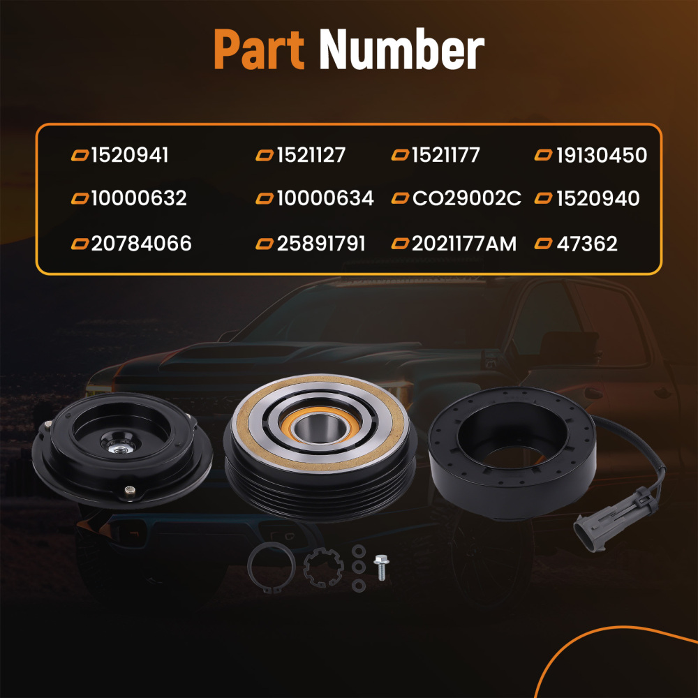 maXpeedingrods AC Compressor Clutch Kit Pulley Bearing Coil Compatible for Chevrolet Silverado 2500 3500 HD