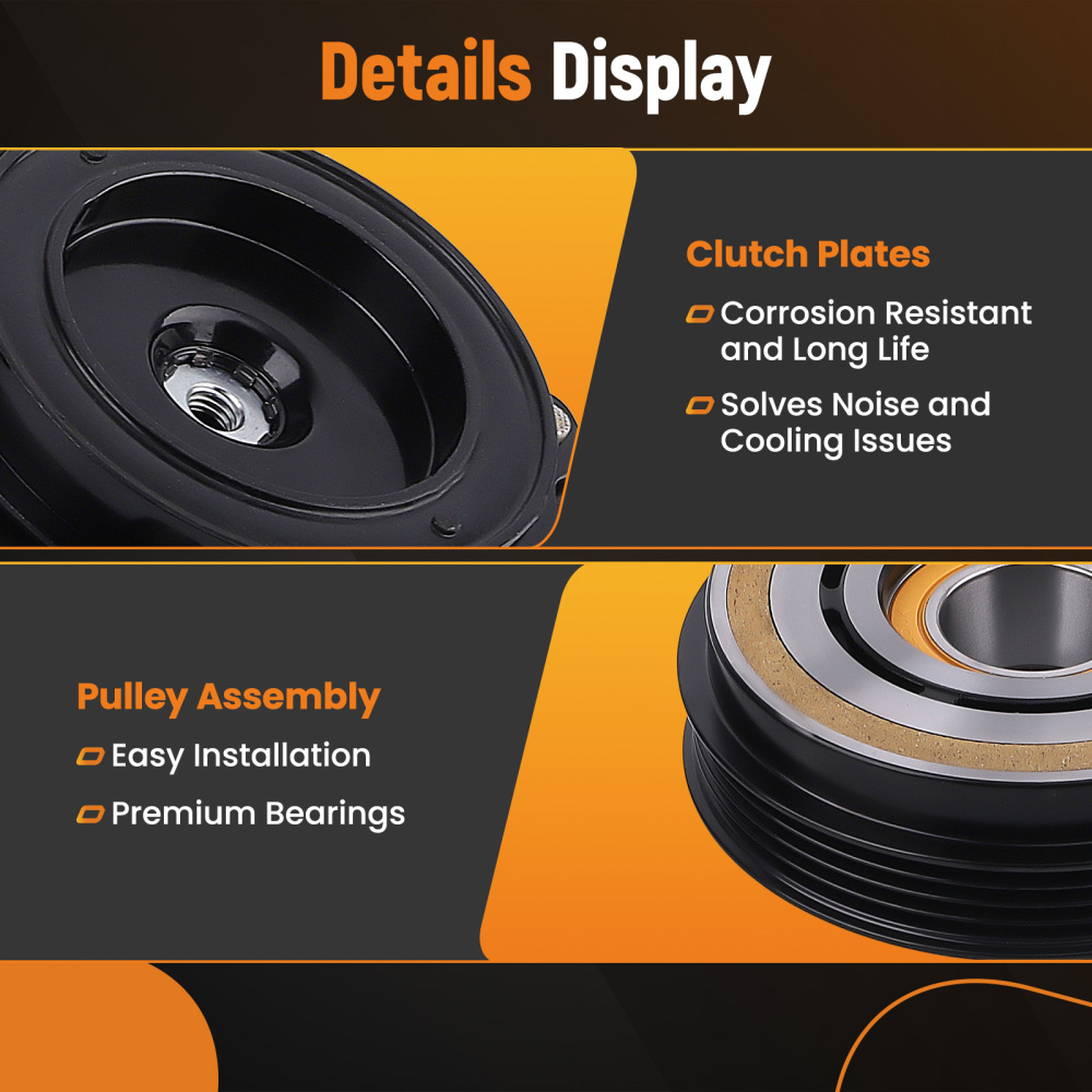 maXpeedingrods AC Compressor Clutch Kit Pulley Bearing Coil Compatible for Chevrolet Silverado 2500 3500 HD