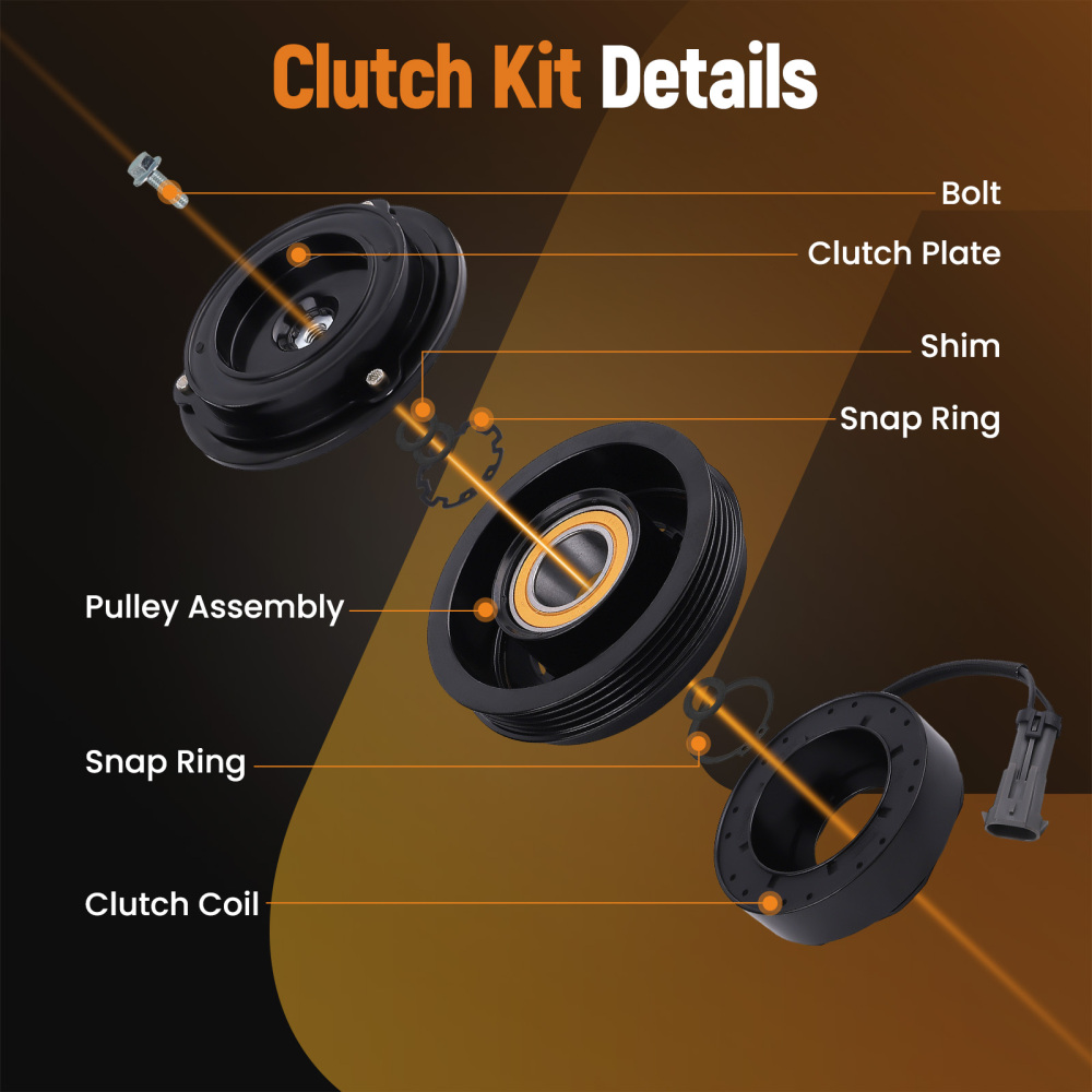 maXpeedingrods AC Compressor Clutch Kit Pulley Bearing Coil Compatible for Chevrolet Silverado 2500 3500 HD