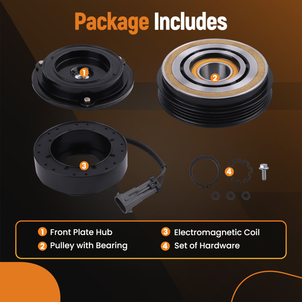 maXpeedingrods AC Compressor Clutch Kit Pulley Bearing Coil Compatible for Chevrolet Silverado 2500 3500 HD