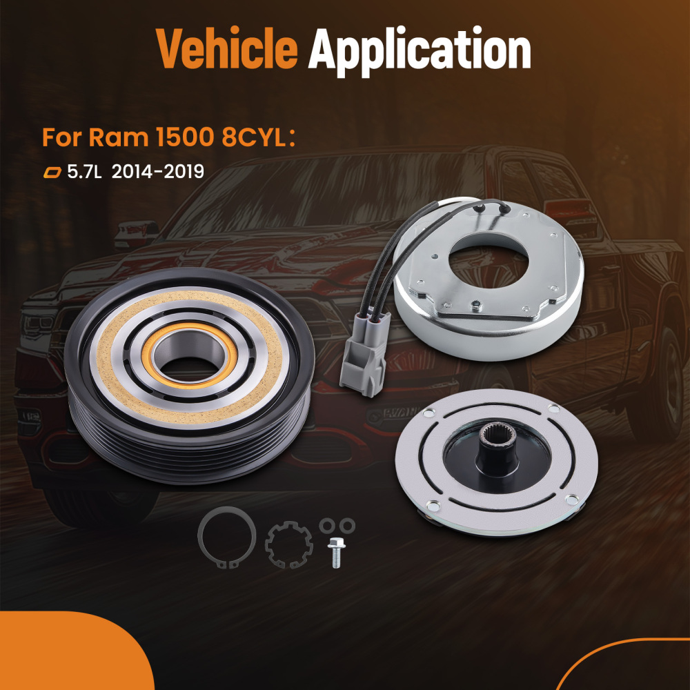 Compressor Clutch Kit compatible for RAM 15008CYL 5.7 Liter Engine 2014-2019 68232388AC
