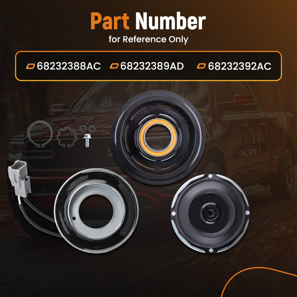 Compressor Clutch Kit compatible for RAM 15008CYL 5.7 Liter Engine 2014-2019 68232388AC