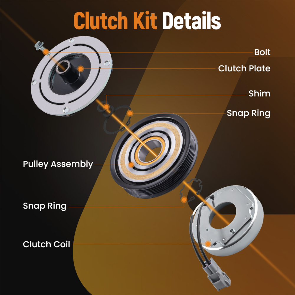 Compressor Clutch Kit compatible for RAM 15008CYL 5.7 Liter Engine 2014-2019 68232388AC