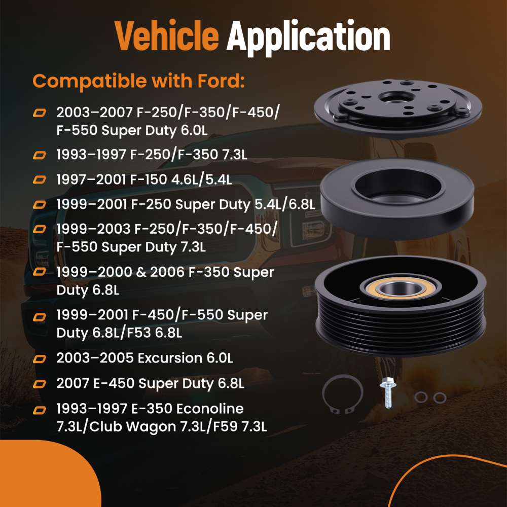 Compatible for AC Compressor Clutch Kit compatible for Ford E-350 Econoline 7.3L 1993-1997 4L3Z19703AB
