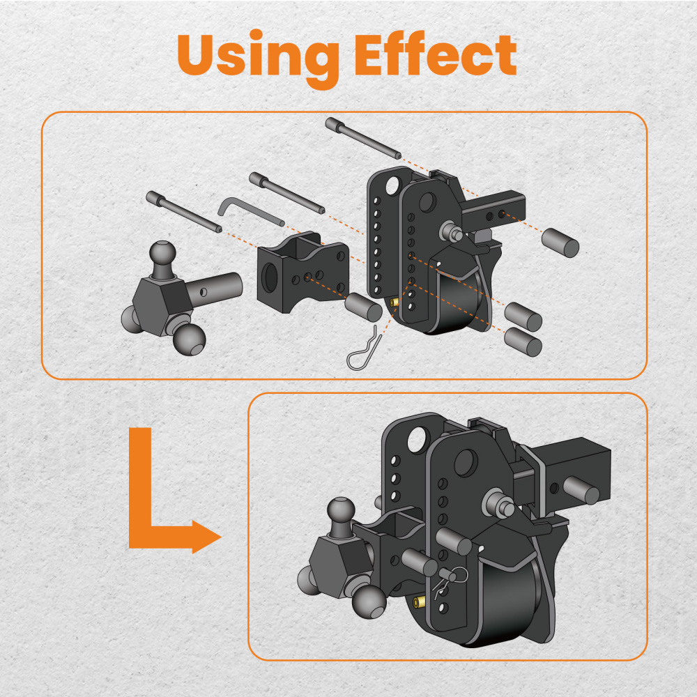 12000lbs Three Ball Trailer Hitch w/ Air Suspension Bag 6 Drop/Rise 2 Receiver