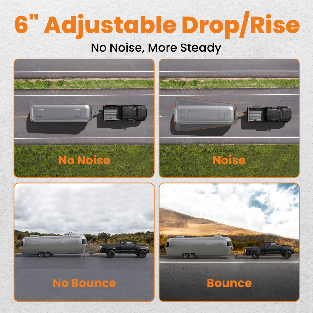 12000lbs Three Ball Trailer Hitch w/ Air Suspension Bag 6 Drop/Rise 2 Receiver