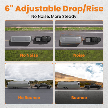 12000lbs Three Ball Trailer Hitch w/ Air Suspension Bag 6 Drop/Rise 2 Receiver