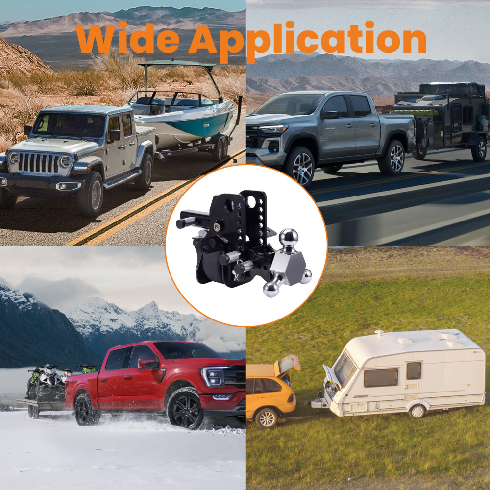 12000lbs Three Ball Trailer Hitch w/ Air Suspension Bag 6 Drop/Rise 2 Receiver