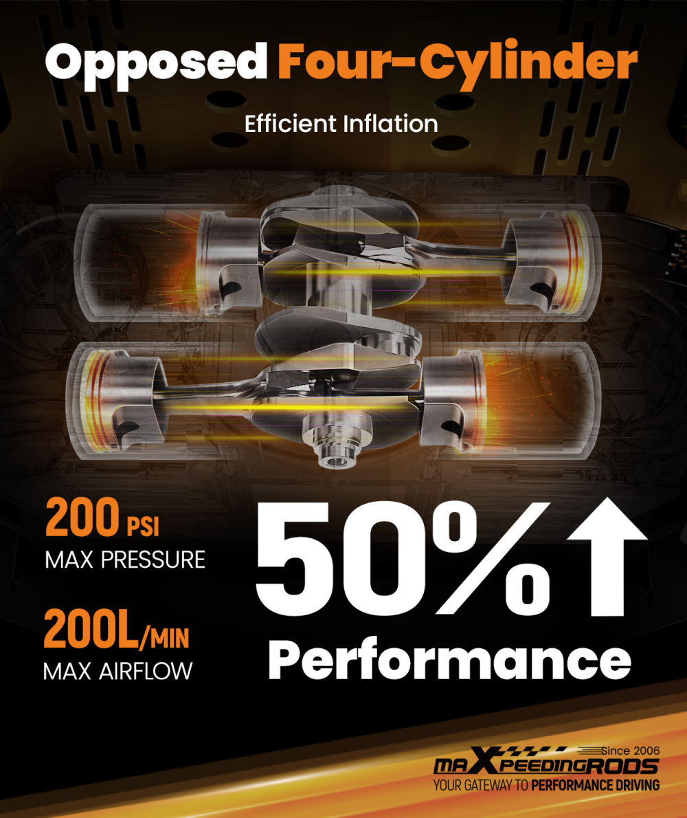 12V Air Compressor Pump for 4WD Truck 200L/min Heavy Duty Tire Inflator Kit