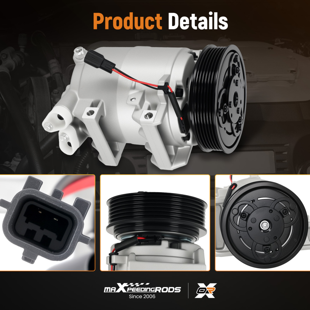 Compatible for AC Compressor w/6-Groove compatible for Nissan Rogue Select 2.5L 14-15 92600JM01B PAG46