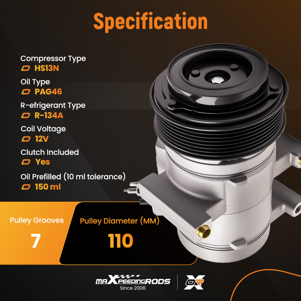 A/C Air Compressor With Clutch compatible for Ford Ranger 2.2 TDCi 2011-2016 1715093 12V