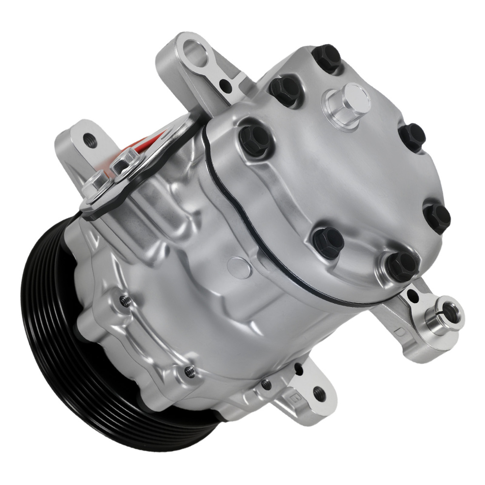 Chrome A/C Compressor with Clutch For Sanden SD7 compatible for Mini 6-Groove Serpentine Belt