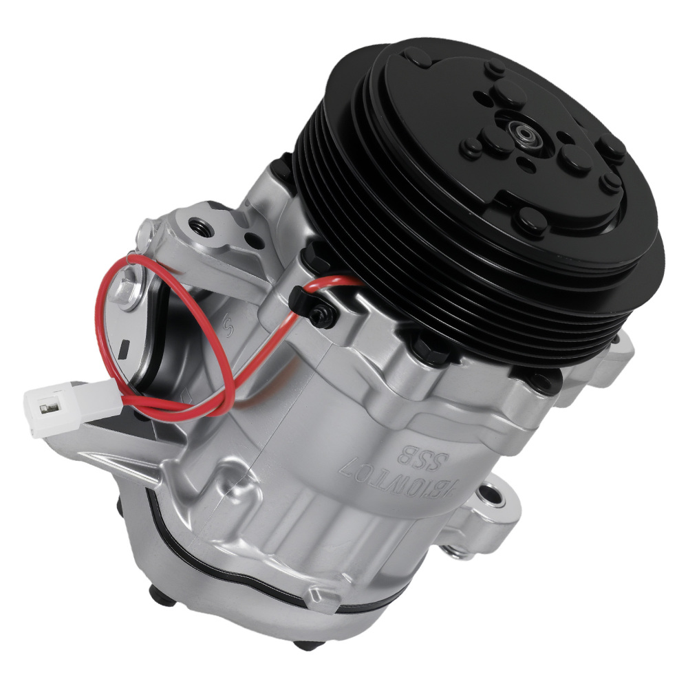 Chrome A/C Compressor with Clutch For Sanden SD7 compatible for Mini 6-Groove Serpentine Belt