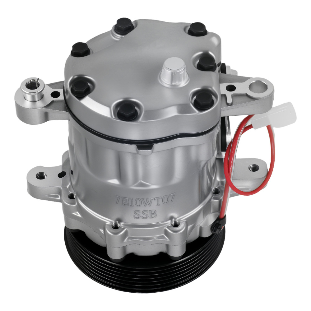 Chrome A/C Compressor with Clutch For Sanden SD7 compatible for Mini 6-Groove Serpentine Belt