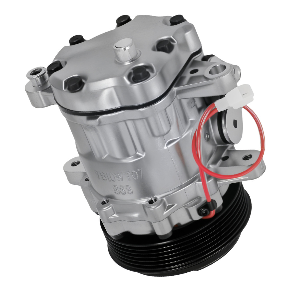 Chrome A/C Compressor with Clutch For Sanden SD7 compatible for Mini 6-Groove Serpentine Belt