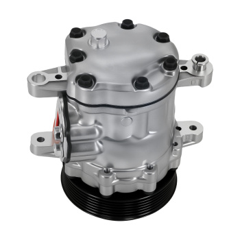 Chrome A/C Compressor with Clutch For Sanden SD7 compatible for Mini 6-Groove Serpentine Belt