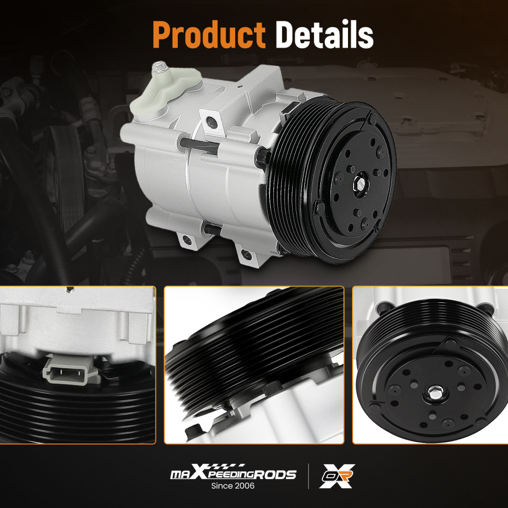 A/C compatible for AC Compressor With Clutch compatible for Ford F-150/F-250/F-350 Super Duty compatible for Lincoln 2002