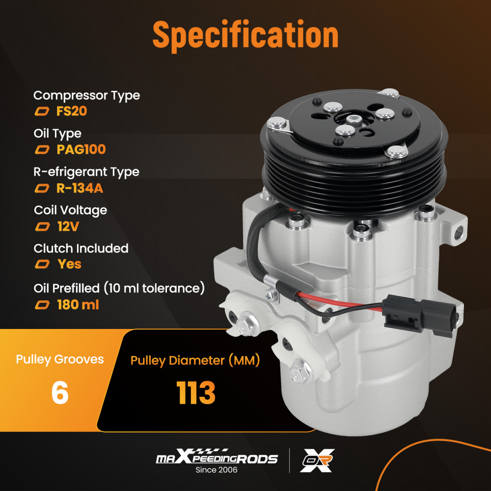 A/C Compressor compatible for Ford F-450 Super Duty V8 6.4L 2008-2010 9L3Z19703A