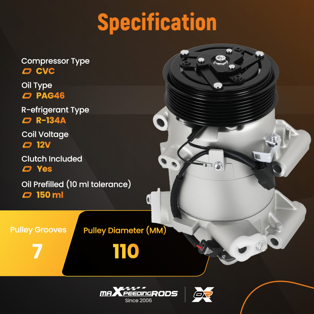 A/C Compressor w/ 7-Groove PulleyCVC Style compatible for Honda CR-V 1.5L2017-2022